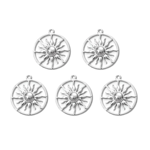 Five pieces of 304 stainless steel solar sunflower pendants with geometric hollow design