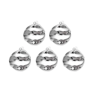 Detail of 304 stainless steel pendants with liquid metal texture and wavy finish