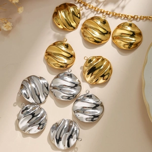 304 Stainless Steel Round Geometric Pendants Liquid Metal Texture Water Ripple Charms DIY Fashion Jewelry Making Accessories