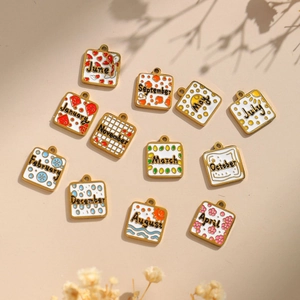 304 stainless steel birthday month pendants set for DIY necklace earring jewelry making