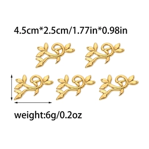 Lot de 5 pendentifs feuilles de saule en acier inoxydable 304 doré pour bijoux DIY