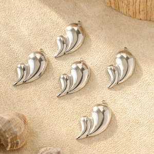 Polished 304 stainless steel abstract heart pendants for DIY jewelry making sets