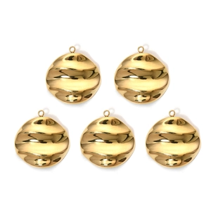 Set of 5 geometric liquid metal pendants in gold-plated stainless steel for DIY jewelry