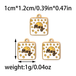 Detailed size and weight specs for the May birthday square enamel pendant in 304 steel