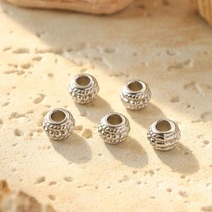 304 stainless steel textured spacer beads with woven pattern for DIY jewelry making