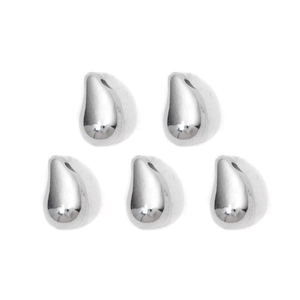 Cinq perles en forme de goutte en acier inoxydable 304 avec finition miroir argenté poli