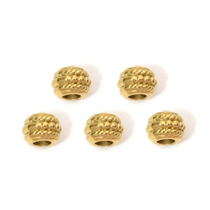 Five pieces of 304 stainless steel golden beads with spiral woven texture for DIY jewelry