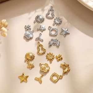 DIY 304 stainless steel geometric charms in sun star flower and fish tail shapes