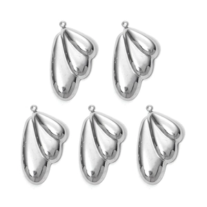 Detailset mit 5 polierten 304 Edelstahl Ginkgoblatt-Anhängern für DIY-Schmuck