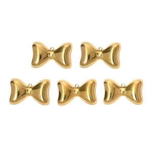 Lot de 5 pendentifs nœuds dorés en acier inoxydable avec fini miroir pour bijoux DIY