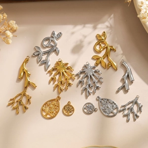 304 stainless steel life tree and coral leaf pendants for DIY jewelry making