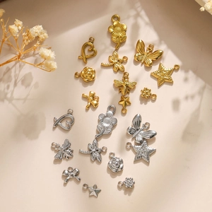Anhänger aus poliertem 304-Edelstahl für DIY-Schmuck in Gold- und Silber-Tierformen