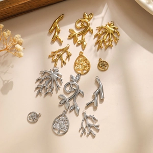 304 stainless steel coral leaf and tree of life charms for DIY jewelry making
