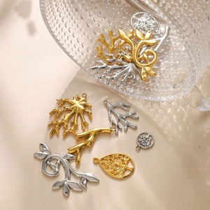 304 Stainless Steel Coral Leaf Tree Of Life Pendants For DIY Jewelry Making Earrings Necklace Supplies Gold Silver Charms