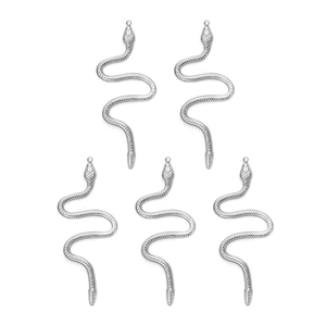 Set of five silver snake pendants in stainless steel with detailed scale texture