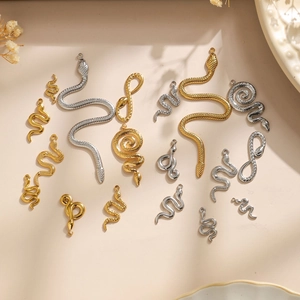 304 stainless steel snake charms in gold and silver for DIY jewelry making