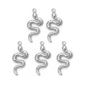 Cinq pendentifs serpent en acier inoxydable 304 avec motifs d'écailles pour bijoux DIY
