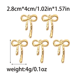 Five-piece set of golden bow-knot stainless steel pendants for DIY jewelry making