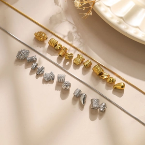 304 stainless steel geometric beads and charms in gold and silver for DIY jewelry