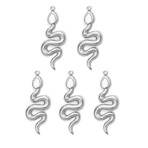 Lot de 5 breloques serpent en acier inoxydable argenté avec textures pour bijoux DIY