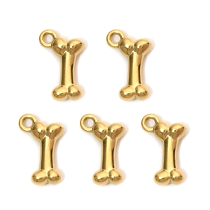 Set van 5 gepolijste gouden 304 RVS botvormige hangers voor DIY sieraden en huisdierhangers