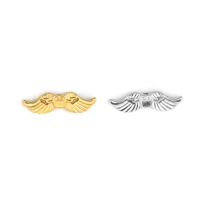 Polished 304 stainless steel angel wing pendants in gold and silver for DIY jewelry