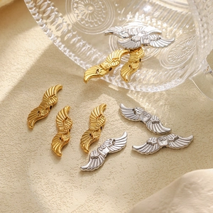 Stainless Steel Angel Wings Through-Hole Beads For DIY Jewelry Making Gold Steel Color Metal Wing Charms For Necklace Bracelet