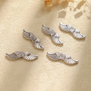 Five pieces of 304 stainless steel angel wing charms with holes for DIY jewelry making