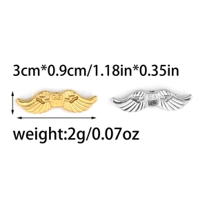 304 stainless steel angel wing pendant charms in gold and silver finish 3cm x 0.9cm
