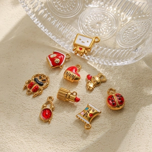 Stainless Steel Enamel Heart Rabbit Ladybug House Lipstick Pendant DIY Jewelry Making Findings For Necklace Bracelet Women