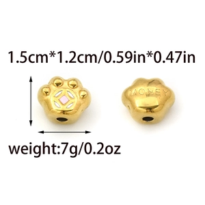 Charm patte en acier inoxydable 304 doré avec émail et gravure MONEY, taille 1,5 cm