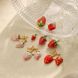 304 Edelstahl Erdbeere Frucht Anhänger Für DIY Schmuckherstellung Emaille Charms Für Halskette Armband Ohrring Zubehör