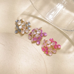 304 Stainless steel flower charms with gradient enamel finish for DIY jewelry making