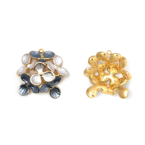 DIY 304 stainless steel flower pendants with gradient enamel and gold-plated details
