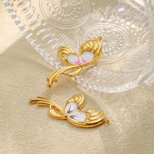 304 Stainless Steel Butterfly Wing Pendant Vintage Enamel Oil Painted Kite Style DIY Jewelry Accessory For Women Necklace