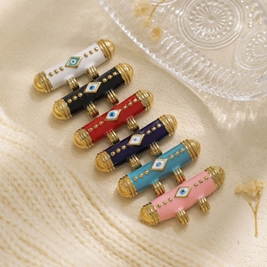Bohemian 304 stainless steel evil eye bead pendants with gold caps in six vibrant colors