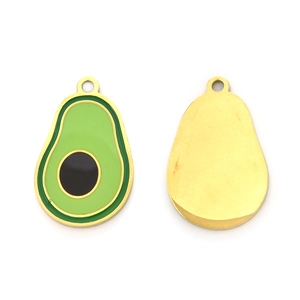 304 Roestvrijstalen avocado hanger met groen emaille voor DIY sieraden maken craft