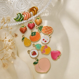 304 stainless steel colorful oil-dripping fruit charms for DIY jewelry making