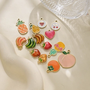 DIY 304 stainless steel colorful fruit pendants set with pineapple cherry and strawberry