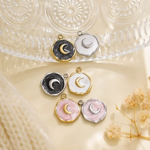 Lot de pendentifs lune en acier inoxydable 304 avec émail coloré pour bijoux DIY