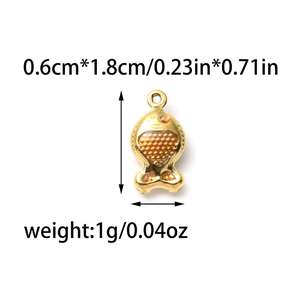 Detail view of 304 stainless steel fish charm with dimensions for DIY jewelry making