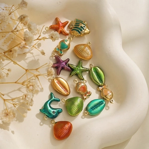 Colorful marine stainless steel pendants including starfish, fish and dolphin for DIY jewelry