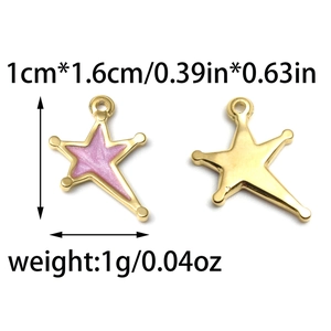 304 roestvrijstalen sterhanger met roze emaille en gouden afwerking voor DIY-sieraden