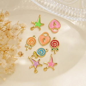 304 Roestvrij Staal Lolly Hartslot Ster Hangers Emaille Charms Voor DIY Ketting Armband Sieraden Maken