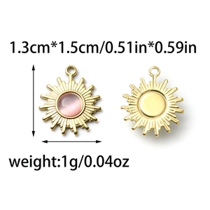 Sonnenstrahl Anhänger aus Edelstahl 304 mit rosa Opal, 1,3 cm x 1,5 cm DIY Schmuckstück