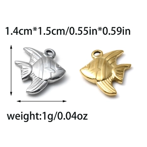 DIY tropical fish pendants in gold and silver steel for necklaces and jewelry making