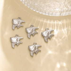 Detail of 304 stainless steel tropical fish charms for DIY necklace jewelry making