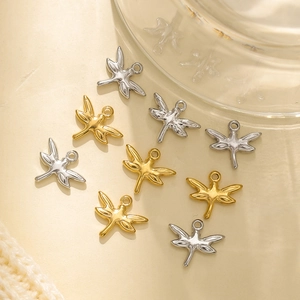 Polierte Libellen-Anhänger aus 304 Edelstahl in Gold und Silber für DIY-Schmuck