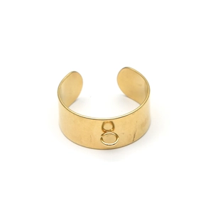 Verstellbarer goldener Edelstahlring mit zwei Aufhängeschlaufen für DIY-Schmuckherstellung