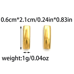 Polierte goldene Rechteck-Ohrringe mit Maßen von 0,6 cm x 2,1 cm und 1 g Gewicht